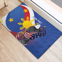 Personalized Filipino-American Rubber Doormat Philippines Coat Of Arms with Bald Eagle LT9 - Polynesian Pride