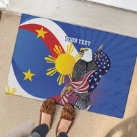 Personalized Filipino-American Rubber Doormat Philippines Coat Of Arms with Bald Eagle LT9 - Polynesian Pride