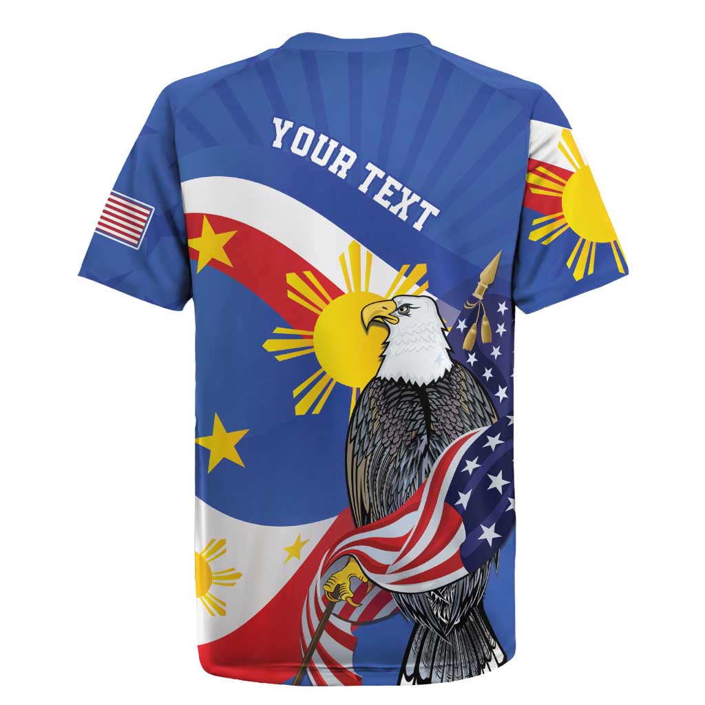 Personalized Filipino-American Rugby Jersey Philippines Coat Of Arms with Bald Eagle LT9 - Polynesian Pride