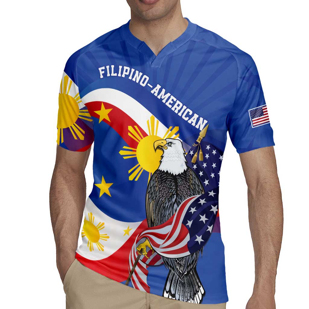 Personalized Filipino-American Rugby Jersey Philippines Coat Of Arms with Bald Eagle LT9 - Polynesian Pride