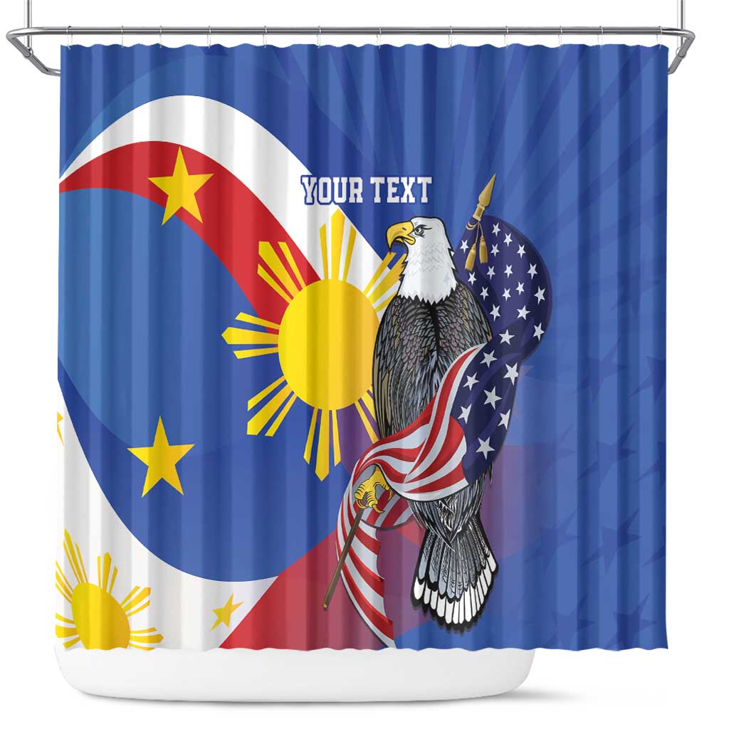 Personalized Filipino-American Shower Curtain Philippines Coat Of Arms with Bald Eagle LT9 White - Polynesian Pride
