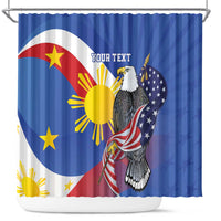 Personalized Filipino-American Shower Curtain Philippines Coat Of Arms with Bald Eagle LT9 White - Polynesian Pride