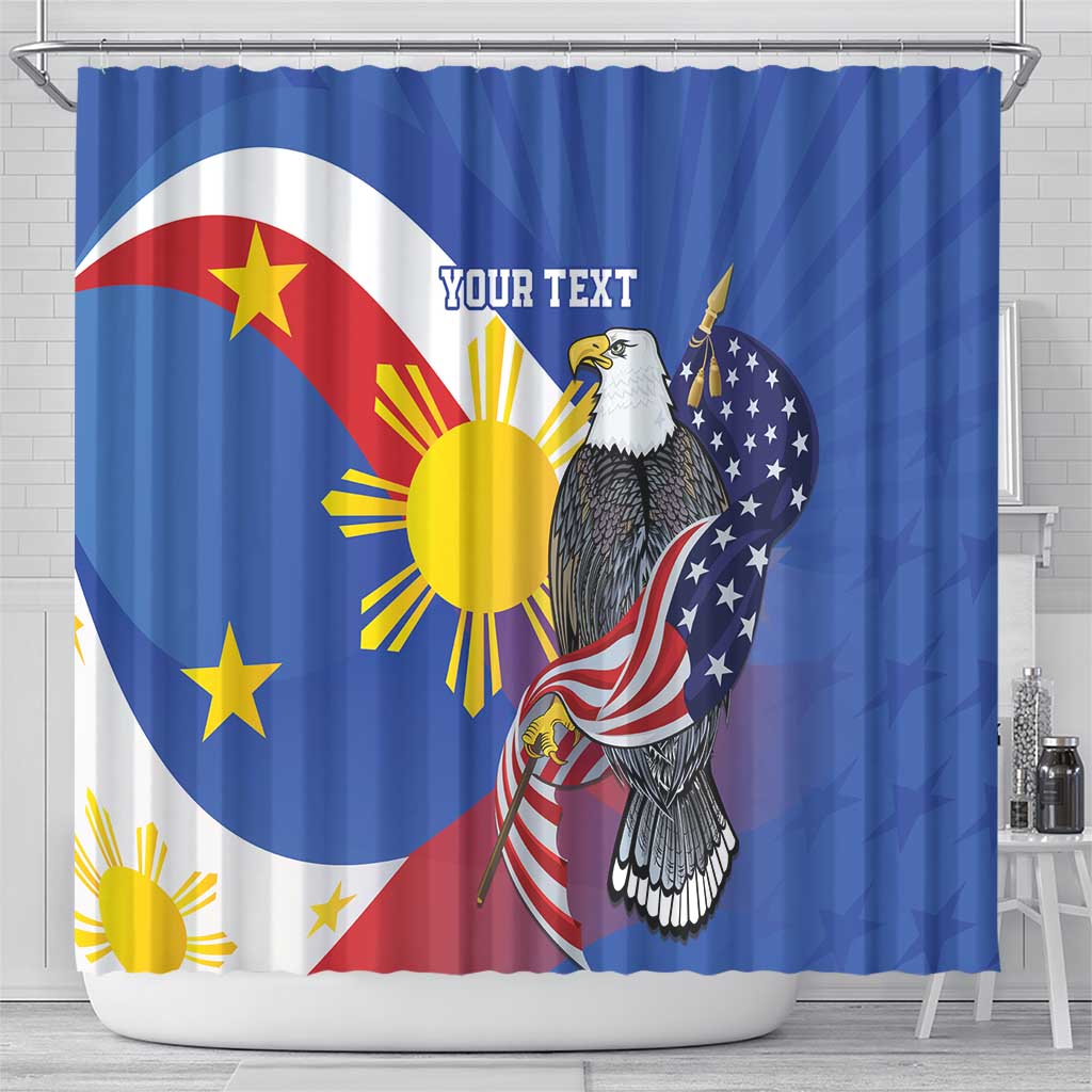 Personalized Filipino-American Shower Curtain Philippines Coat Of Arms with Bald Eagle LT9 - Polynesian Pride