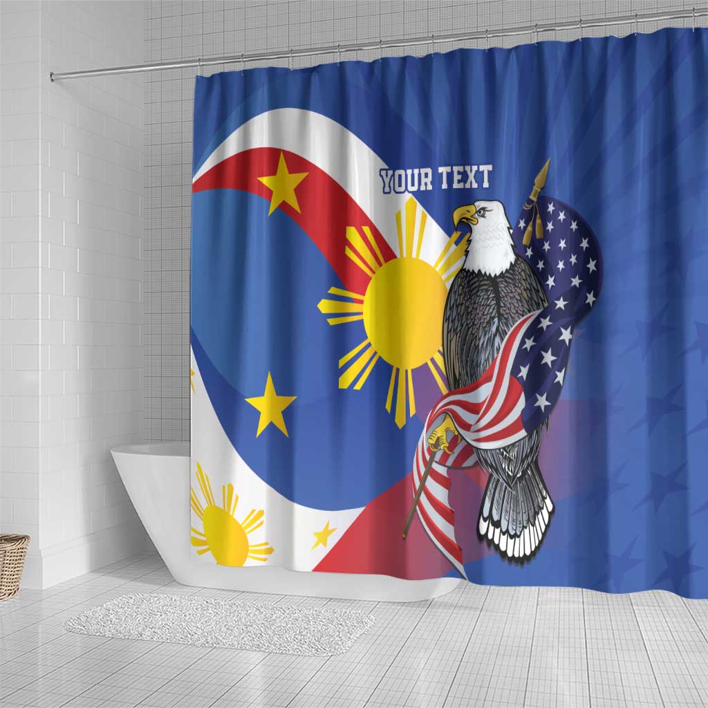 Personalized Filipino-American Shower Curtain Philippines Coat Of Arms with Bald Eagle LT9 - Polynesian Pride