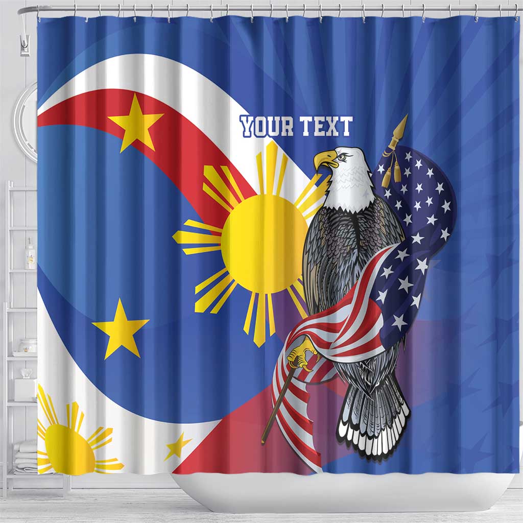 Personalized Filipino-American Shower Curtain Philippines Coat Of Arms with Bald Eagle LT9 - Polynesian Pride