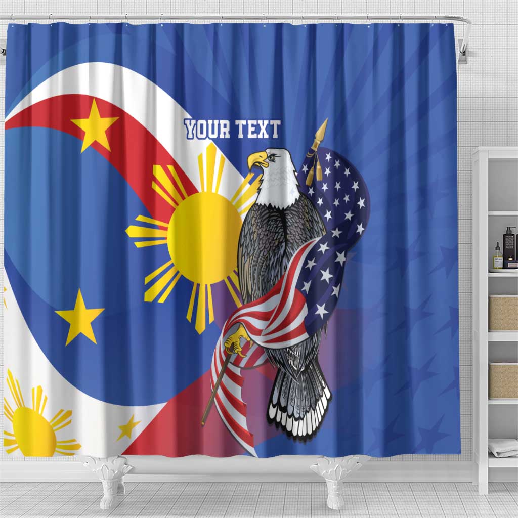 Personalized Filipino-American Shower Curtain Philippines Coat Of Arms with Bald Eagle LT9 - Polynesian Pride