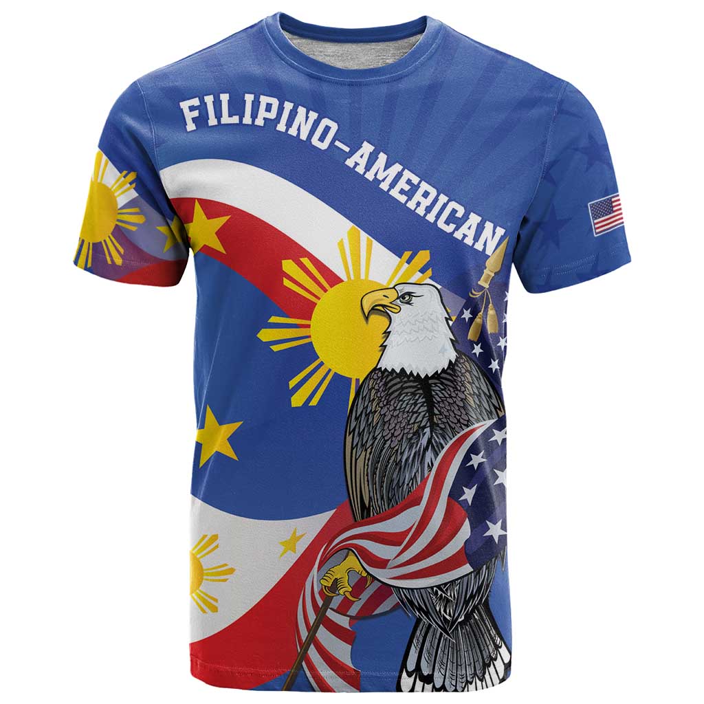 Personalized Filipino-American T Shirt Philippines Coat Of Arms with Bald Eagle LT9 White - Polynesian Pride
