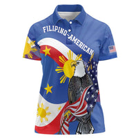 Personalized Filipino-American Women Polo Shirt Philippines Coat Of Arms with Bald Eagle LT9 Female White - Polynesian Pride