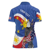Personalized Filipino-American Women Polo Shirt Philippines Coat Of Arms with Bald Eagle LT9 - Polynesian Pride