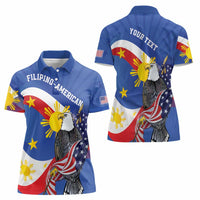 Personalized Filipino-American Women Polo Shirt Philippines Coat Of Arms with Bald Eagle LT9 - Polynesian Pride