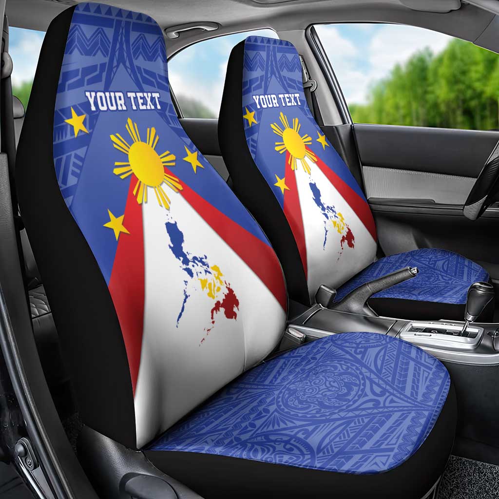 Personalized Pilipinas Eight-Rayed Sun Car Seat Cover Philippines Map With Polynesian Style LT9 - Polynesian Pride
