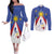 Personalized Pilipinas Eight-Rayed Sun Couples Matching Off The Shoulder Long Sleeve Dress and Long Sleeve Button Shirt Philippines Map With Polynesian Style