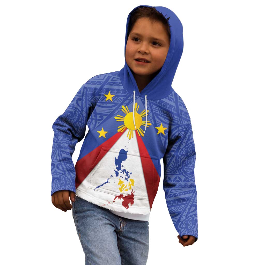 Personalized Pilipinas Eight-Rayed Sun Kid Hoodie Philippines Map With Polynesian Style LT9 - Polynesian Pride