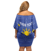 Personalized Pilipinas Eight-Rayed Sun Off Shoulder Short Dress Philippines Map With Polynesian Style LT9 - Polynesian Pride