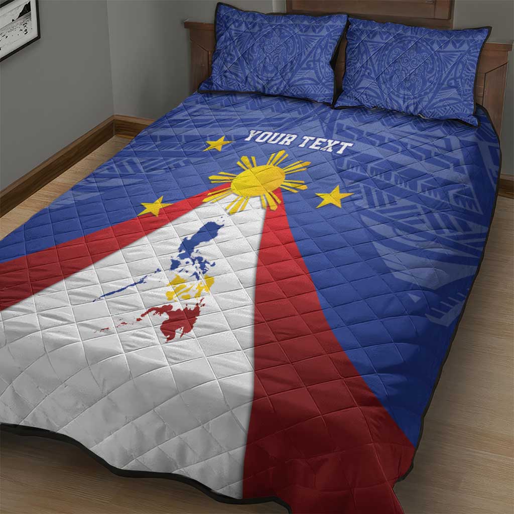 Personalized Pilipinas Eight-Rayed Sun Quilt Bed Set Philippines Map With Polynesian Style LT9 - Polynesian Pride