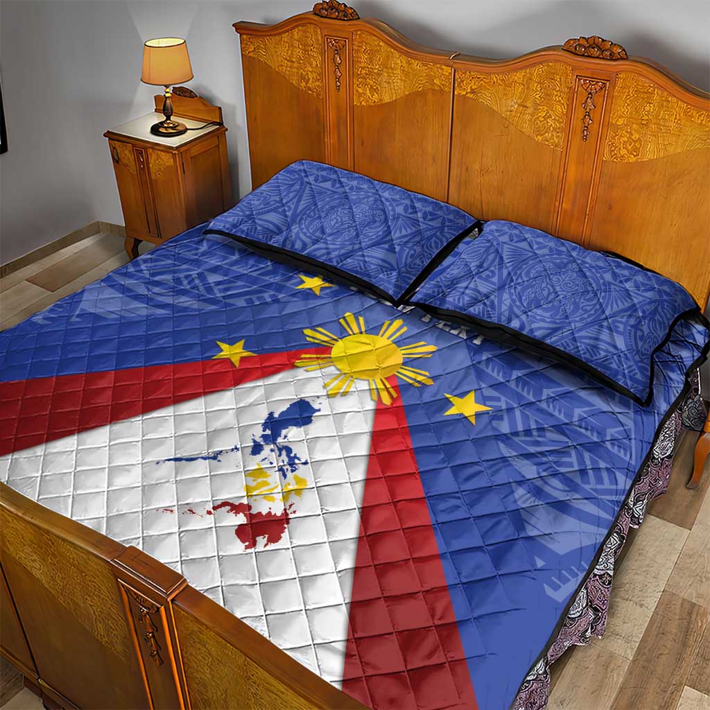Personalized Pilipinas Eight-Rayed Sun Quilt Bed Set Philippines Map With Polynesian Style LT9 - Polynesian Pride