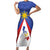 Personalized Pilipinas Eight-Rayed Sun Short Sleeve Bodycon Dress Philippines Map With Polynesian Style