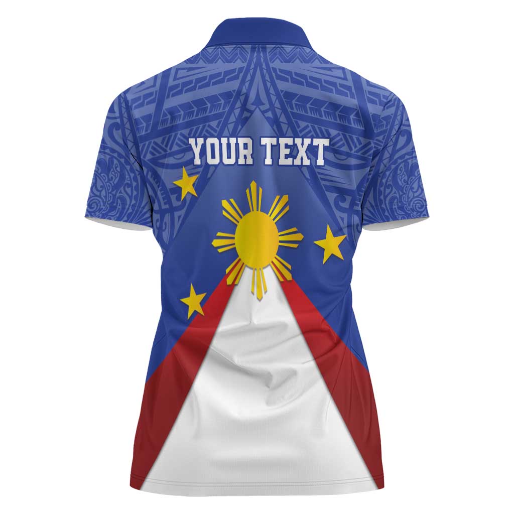 Personalized Pilipinas Eight-Rayed Sun Women Polo Shirt Philippines Map With Polynesian Style LT9 - Polynesian Pride