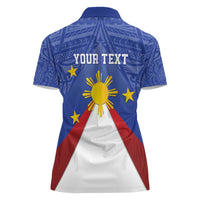 Personalized Pilipinas Eight-Rayed Sun Women Polo Shirt Philippines Map With Polynesian Style LT9 - Polynesian Pride