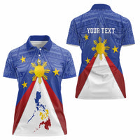 Personalized Pilipinas Eight-Rayed Sun Women Polo Shirt Philippines Map With Polynesian Style LT9 - Polynesian Pride