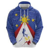 Personalized Pilipinas Eight-Rayed Sun Zip Hoodie Philippines Map With Polynesian Style LT9 - Polynesian Pride