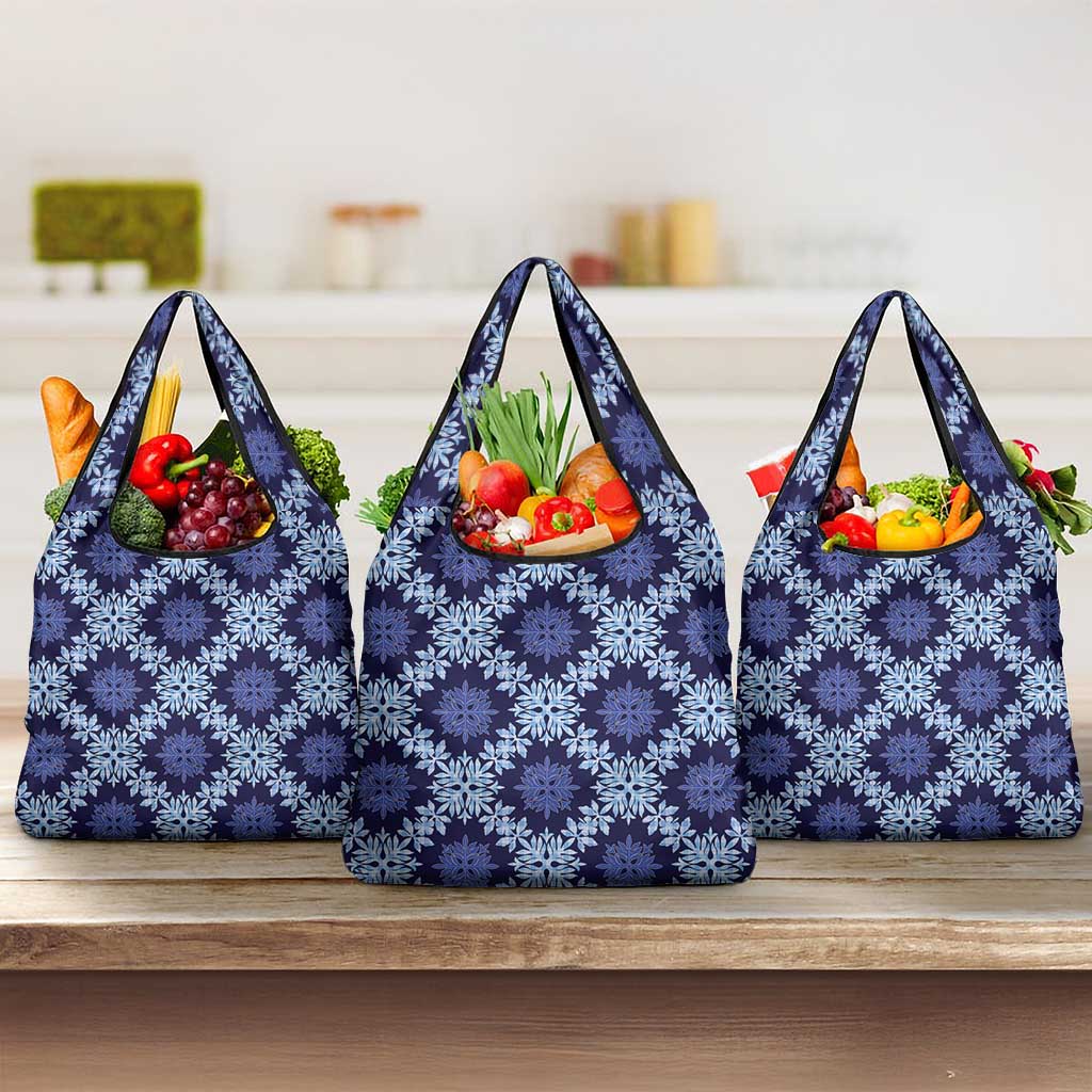 Palaka Hawaiian Quilt Seamless Pattern Grocery Bag LT9 3-pack One Size Blue - Polynesian Pride