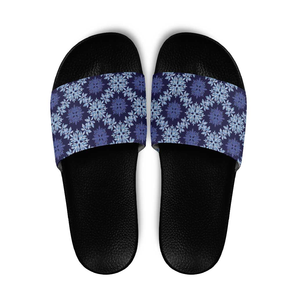 Palaka Hawaiian Quilt Seamless Pattern Slide Sandals LT9 Blue - Polynesian Pride