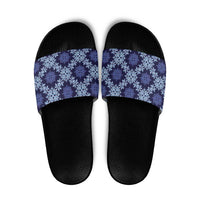 Palaka Hawaiian Quilt Seamless Pattern Slide Sandals LT9 Blue - Polynesian Pride
