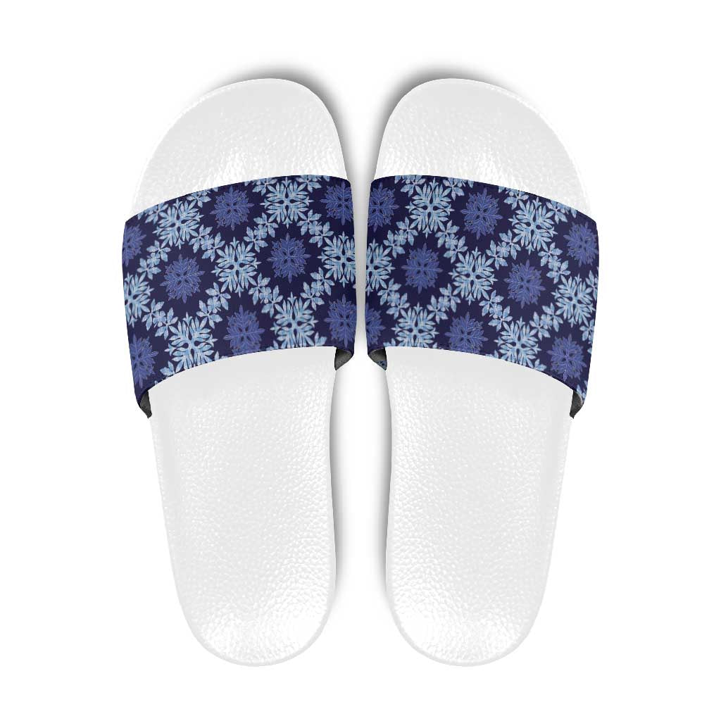 Palaka Hawaiian Quilt Seamless Pattern Slide Sandals LT9 Blue - Polynesian Pride