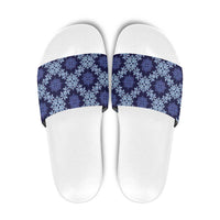 Palaka Hawaiian Quilt Seamless Pattern Slide Sandals LT9 Blue - Polynesian Pride