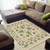 Squares Maile Leaf Area Rug Beige Palaka Hawaiian Quilt Pattern LT9 - Polynesian Pride