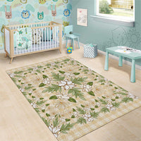 Squares Maile Leaf Area Rug Beige Palaka Hawaiian Quilt Pattern LT9 - Polynesian Pride