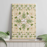 Squares Maile Leaf Canvas Wall Art Beige Palaka Hawaiian Quilt Pattern LT9 - Polynesian Pride