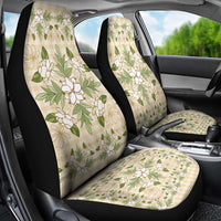 Squares Maile Leaf Car Seat Cover Beige Palaka Hawaiian Quilt Pattern LT9 - Polynesian Pride