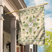 Squares Maile Leaf Garden Flag Beige Palaka Hawaiian Quilt Pattern LT9 House Flag Beige - Polynesian Pride