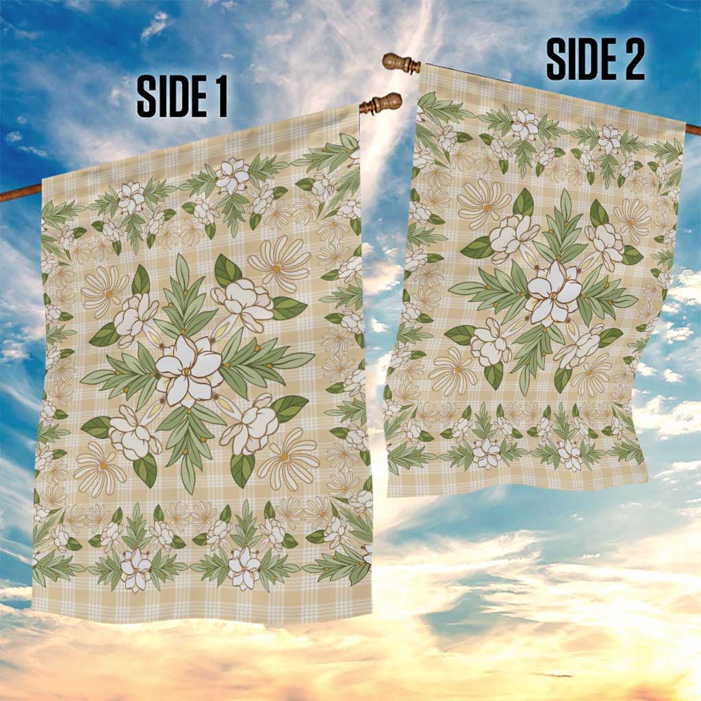 Squares Maile Leaf Garden Flag Beige Palaka Hawaiian Quilt Pattern LT9 - Polynesian Pride