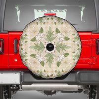 Squares Maile Leaf Spare Tire Cover Beige Palaka Hawaiian Quilt Pattern LT9 - Polynesian Pride