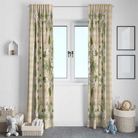 Squares Maile Leaf Window Curtain Beige Palaka Hawaiian Quilt Pattern LT9 - Polynesian Pride