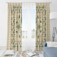 Squares Maile Leaf Window Curtain Beige Palaka Hawaiian Quilt Pattern LT9 - Polynesian Pride