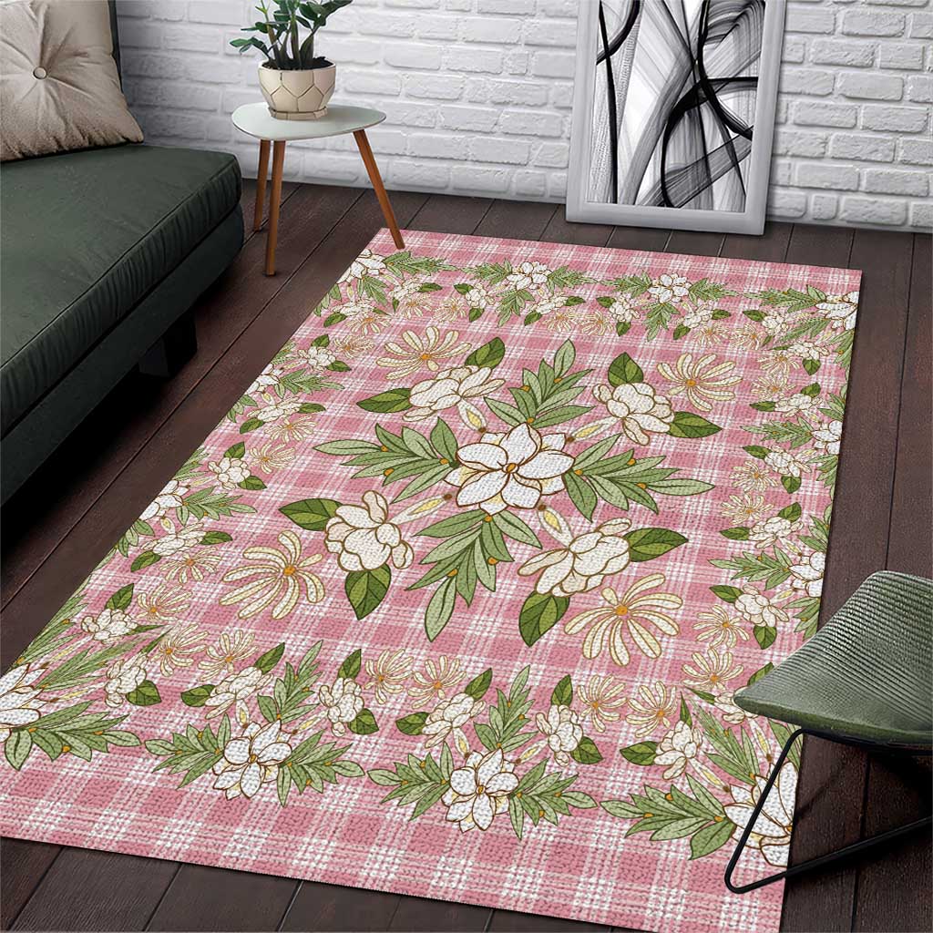Squares Maile Leaf Area Rug Pink Palaka Hawaiian Quilt Pattern LT9 Pink - Polynesian Pride