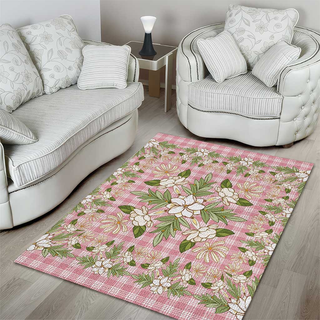 Squares Maile Leaf Area Rug Pink Palaka Hawaiian Quilt Pattern LT9 - Polynesian Pride