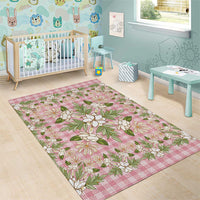 Squares Maile Leaf Area Rug Pink Palaka Hawaiian Quilt Pattern LT9 - Polynesian Pride