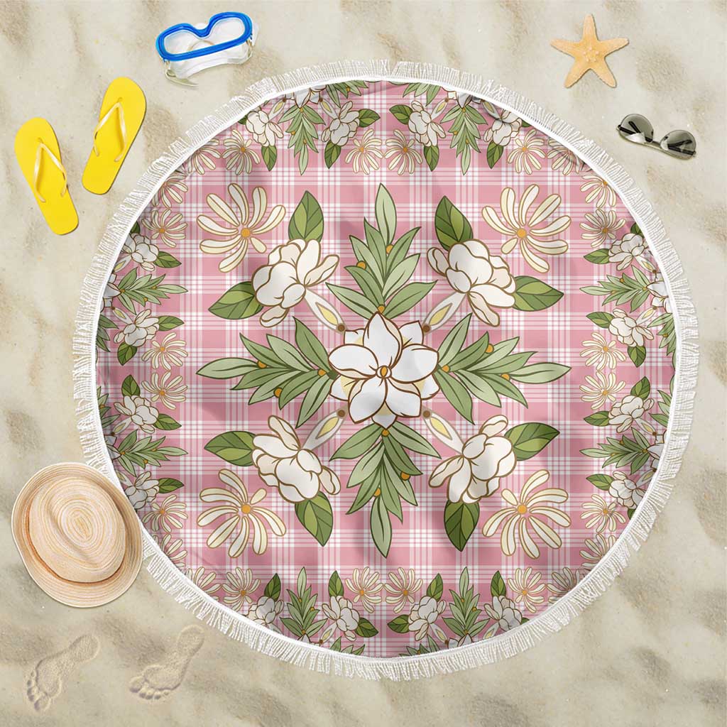 Squares Maile Leaf Beach Blanket Pink Palaka Hawaiian Quilt Pattern LT9 One Size 150cm Pink - Polynesian Pride
