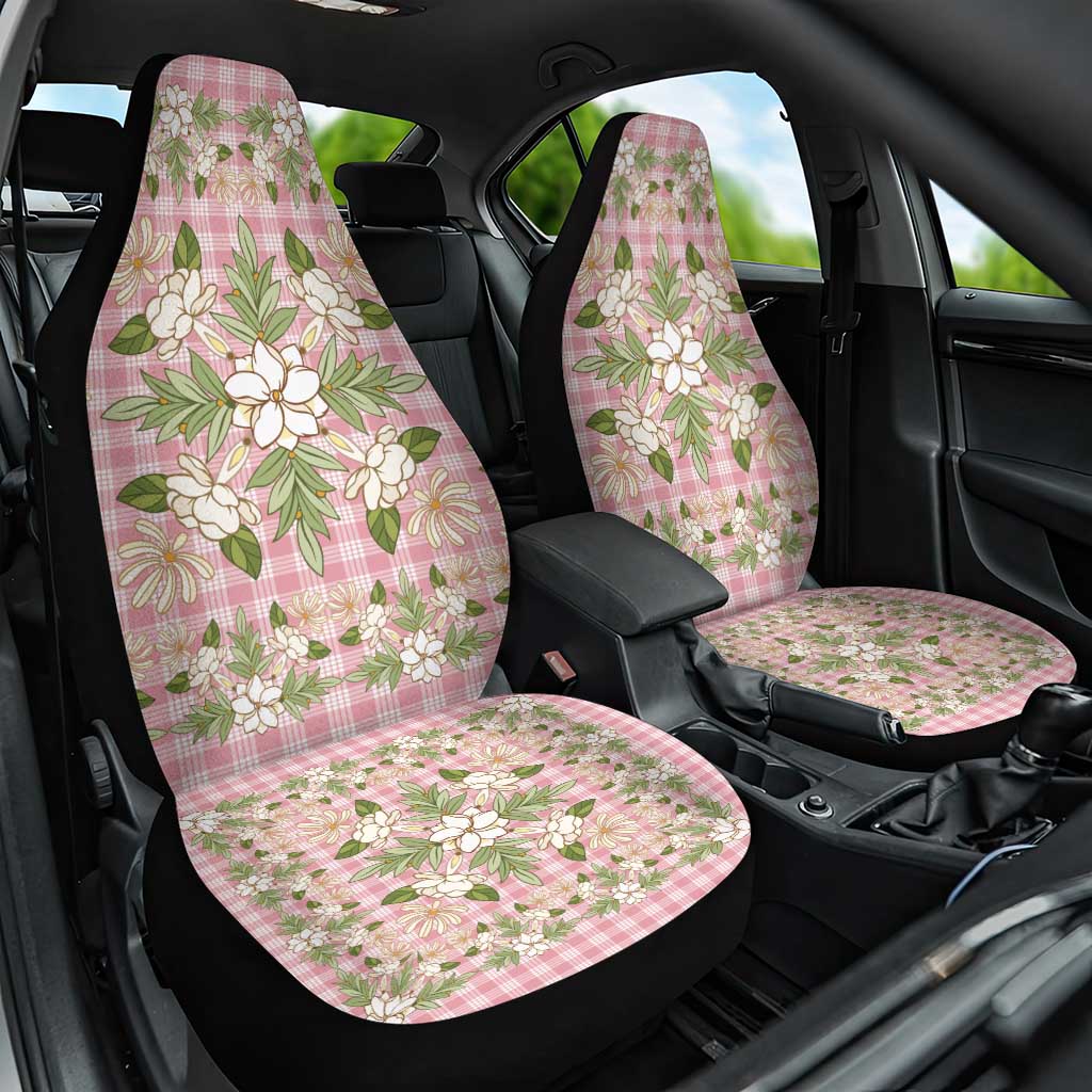 Squares Maile Leaf Car Seat Cover Pink Palaka Hawaiian Quilt Pattern LT9 One Size Pink - Polynesian Pride