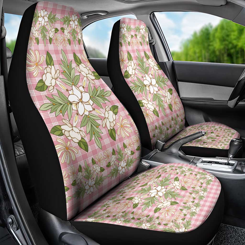 Squares Maile Leaf Car Seat Cover Pink Palaka Hawaiian Quilt Pattern LT9 - Polynesian Pride