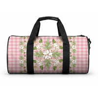 Squares Maile Leaf Duffle Bag Pink Palaka Hawaiian Quilt Pattern LT9 One size Pink - Polynesian Pride