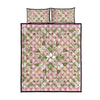 Squares Maile Leaf Quilt Bed Set Pink Palaka Hawaiian Quilt Pattern LT9 - Polynesian Pride