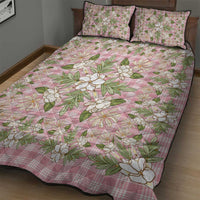 Squares Maile Leaf Quilt Bed Set Pink Palaka Hawaiian Quilt Pattern LT9 - Polynesian Pride