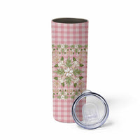 Squares Maile Leaf Skinny Tumbler Pink Palaka Hawaiian Quilt Pattern LT9 - Polynesian Pride