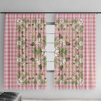 Squares Maile Leaf Window Curtain Pink Palaka Hawaiian Quilt Pattern LT9 With Hooks Pink - Polynesian Pride